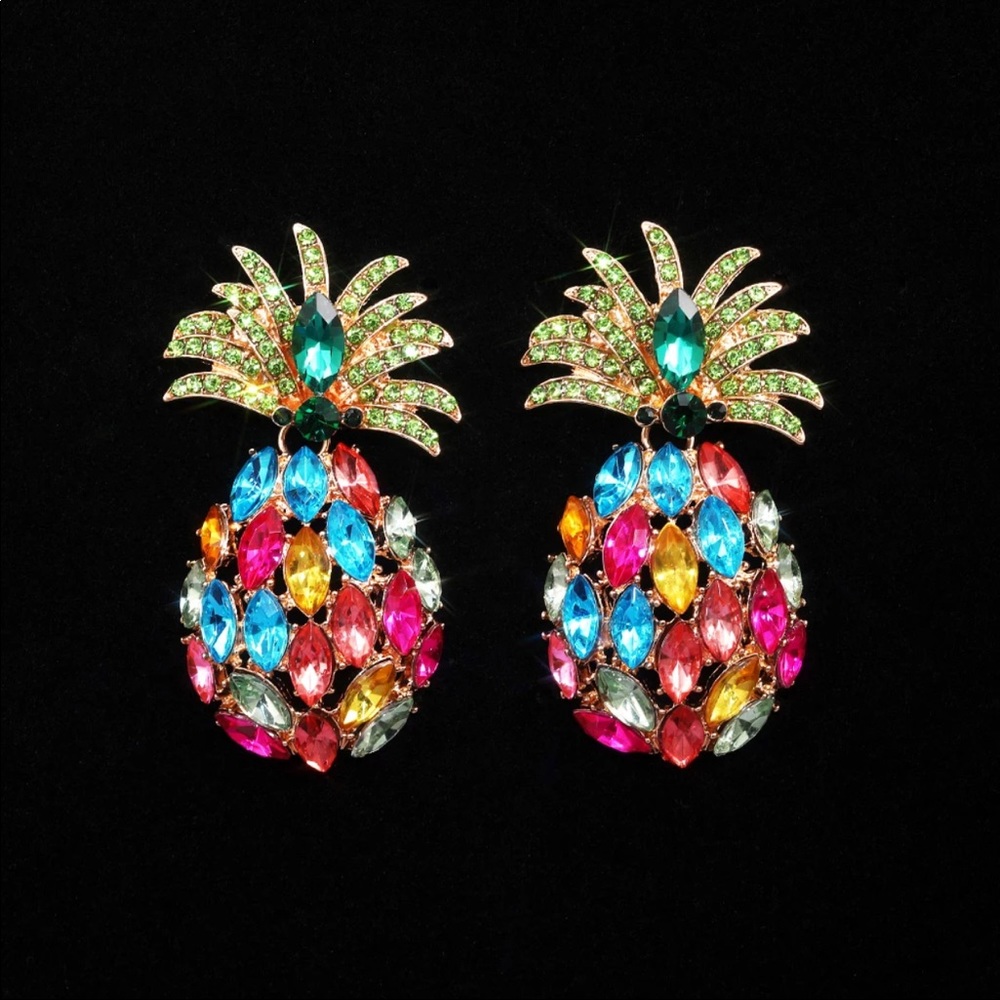 *NEW* Big Inlaid Colorful Rhinestone Cool Earrings - Picture 4 of 6